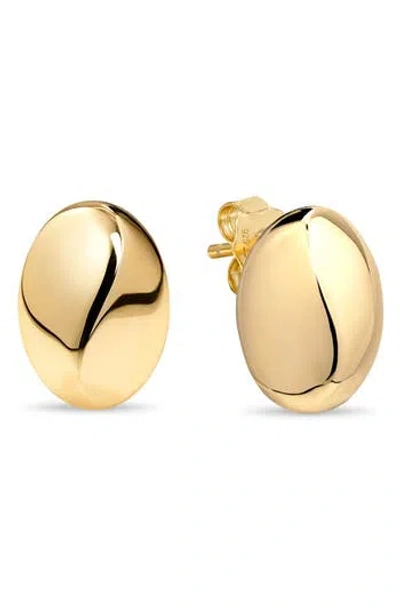 Devata Beveled Curved Dome Stud Earrings In Gold
