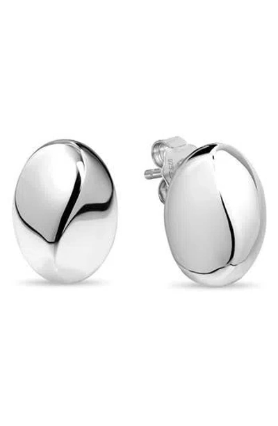 Devata Beveled Curved Dome Stud Earrings In Metallic
