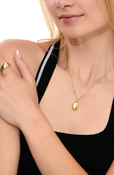 Devata Contour-lined Dome Pendant Necklace In Gold