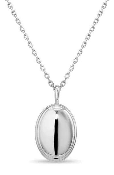 Devata Contour-lined Dome Pendant Necklace In Silver