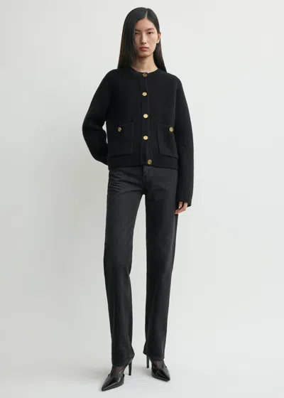 Totême Hammered-button Wool-cashmere Cardigan In Black