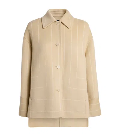 Joseph Wool-silk Stripe Molitor Coat In Neutral