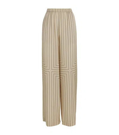 Joseph Hulin Geometric Print Silk Trousers In Neutral