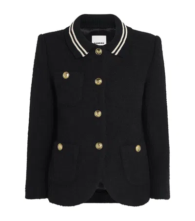 Sandro Womens Black Stripe-collar Tweed Jacket