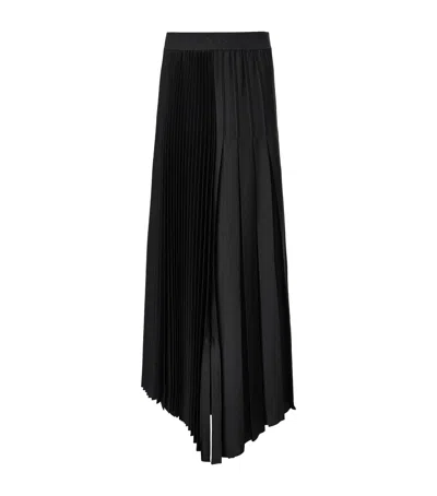 Allsaints Womens Black Jax Pleated Satin Midi Skirt In Black