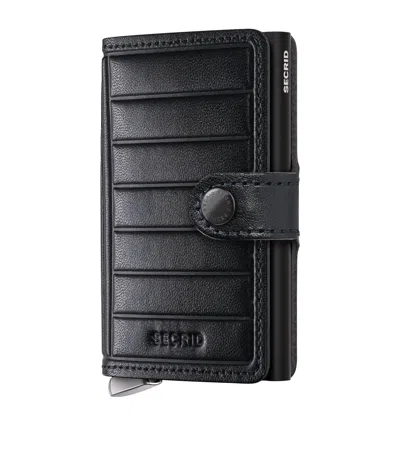 Secrid Leather Embossed Lines Miniwallet In Black