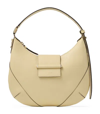 Jimmy Choo Small Bar Hobo Bag In Biker Leather In Neutral