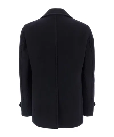 Tagliatore Navy Blue Double-breasted Coat In Blue