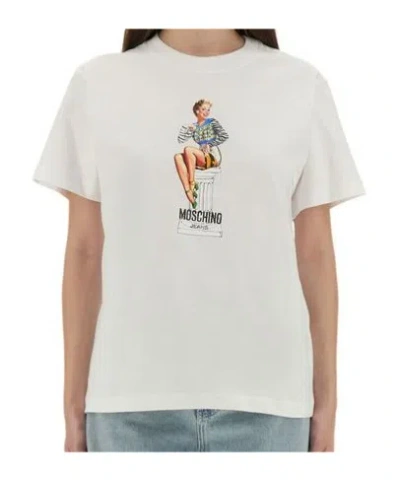 Moschino Jeans T Shirt With Print In Animal Print