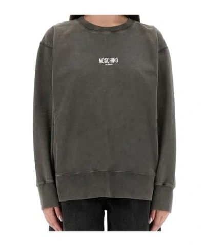 Moschino Crew Neck Graphic Print Knitwear In Multi