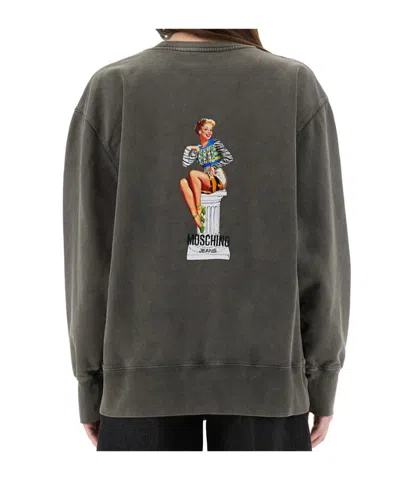 Moschino Crew Neck Graphic Print Knitwear In Multi