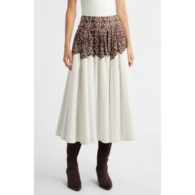 The Great The Regency Skirt Cream With Western Lace Print In White