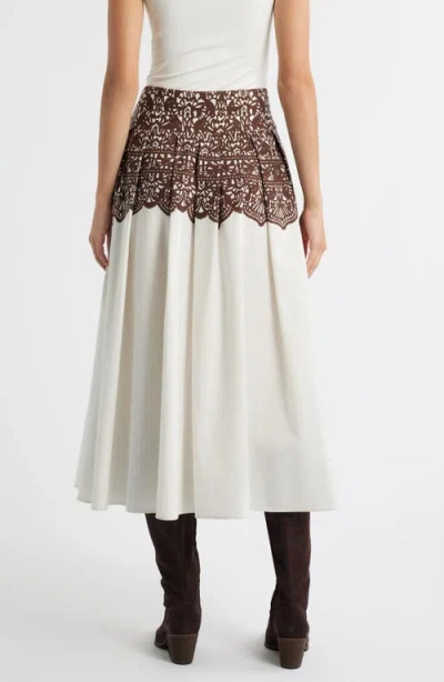 The Great The Regency Skirt Cream With Western Lace Print In White