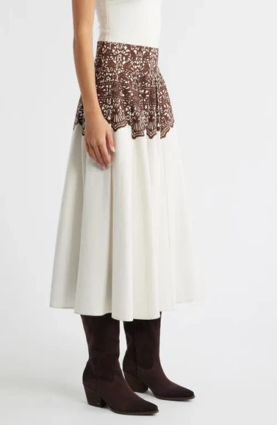 The Great The Regency Skirt Cream With Western Lace Print In White