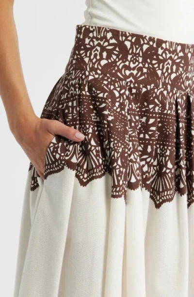 The Great The Regency Skirt Cream With Western Lace Print In White
