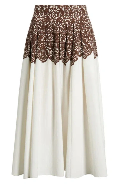 The Great The Regency Skirt Cream With Western Lace Print In White