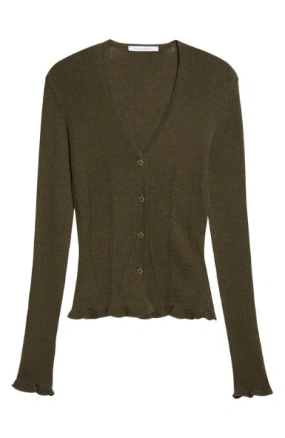 Cecilie Bahnsen Bessie Seamless Merino Wool Cardigan In Green