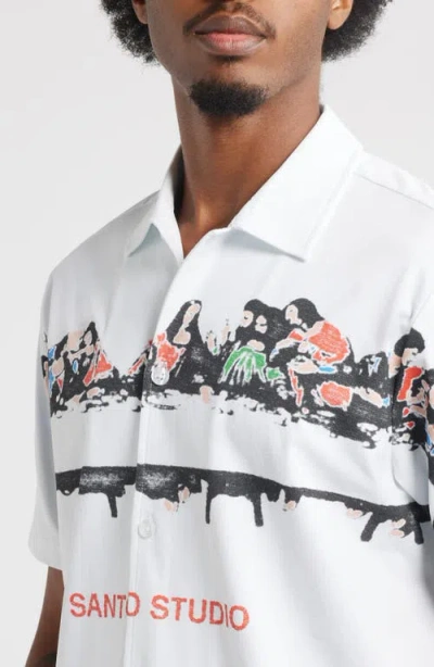 Santo Studio Last Supper Short Sleeve Button-up Shirt In Multi