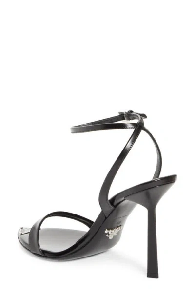 Prada Brushed Leather Pointy-toe Sandal In Black