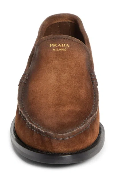 Prada Loafers With A Vintage-effect In Suede Leather In Animal Print