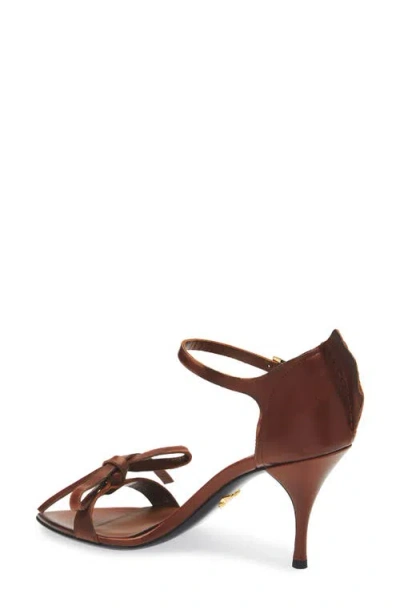 Prada Exposed Seam Ankle Strap Sandal In Brown