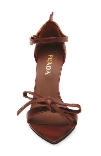 Prada Exposed Seam Ankle Strap Sandal In Brown