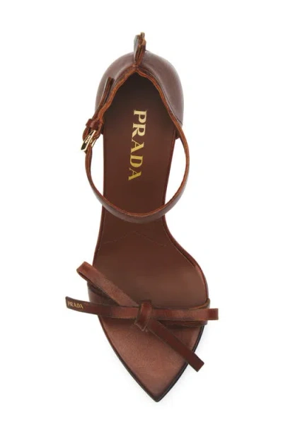 Prada Exposed Seam Ankle Strap Sandal In Brown
