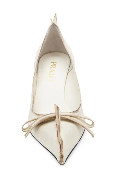 Prada Distressed Leather Pointed-toe Pumps In Neutral