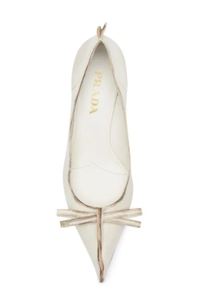 Prada Distressed Leather Pointed-toe Pumps In Neutral