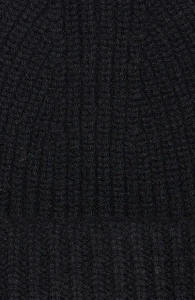 Acne Studios Casual Ribbed Knit Hat With Face Patch In Black