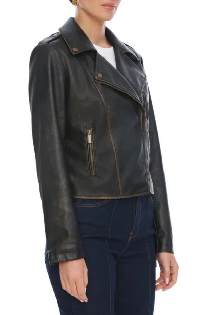 Bagatelle Faux Leather Moto Jacket In Multi