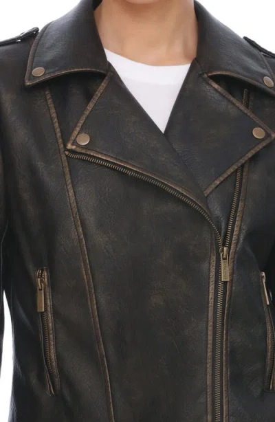 Bagatelle Faux Leather Moto Jacket In Multi