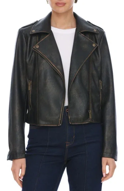 Bagatelle Faux Leather Moto Jacket In Multi