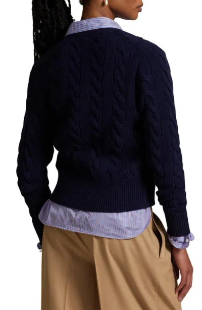 Polo Ralph Lauren Cable Knit Slim Fit Cardigan In Blue