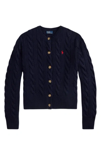 Polo Ralph Lauren Cable Knit Slim Fit Cardigan In Blue