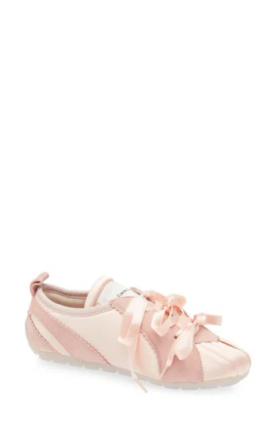 Simone Rocha Ballerina Grip Satin And Suede Sneakers In Pink