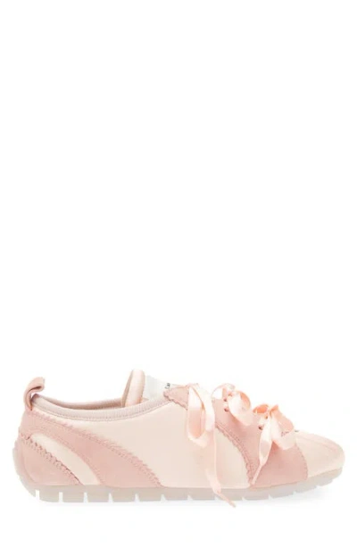 Simone Rocha Ballerina Grip Satin And Suede Sneakers In Pink