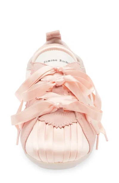 Simone Rocha Ballerina Grip Satin And Suede Sneakers In Pink