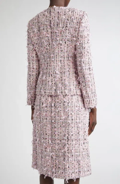 St John Paper Eyelash Button Tweed Jacket In Pink
