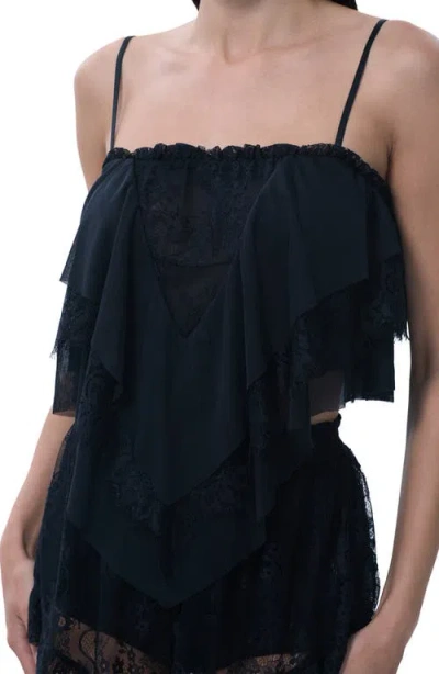 Afrm Aimee Ruffle & Lace Camisole In Blue
