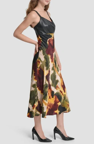 Dkny Women's Sleeveless Mix Media Printed Maxi Dress In Multi