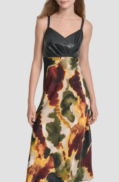 Dkny Women's Sleeveless Mix Media Printed Maxi Dress In Multi