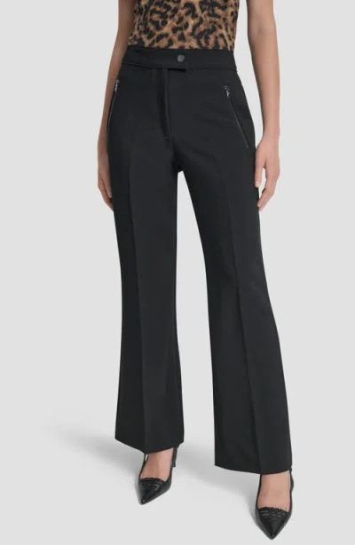 Dkny Women's Double Weave Wide Leg Pants In Black