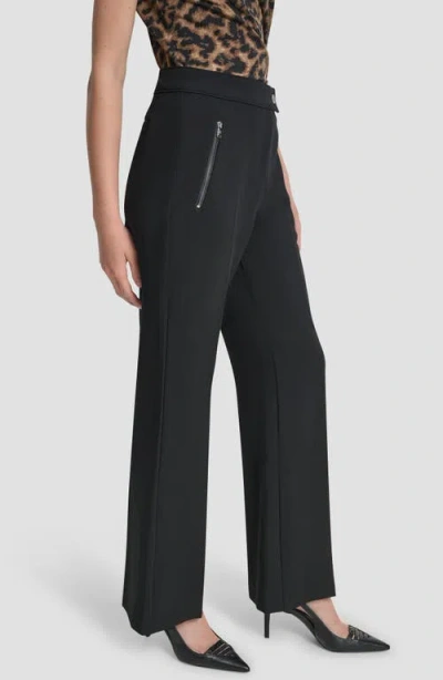Dkny Women's Double Weave Wide Leg Pants In Black