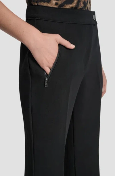 Dkny Women's Double Weave Wide Leg Pants In Black