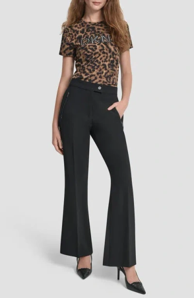 Dkny Women's Double Weave Wide Leg Pants In Black