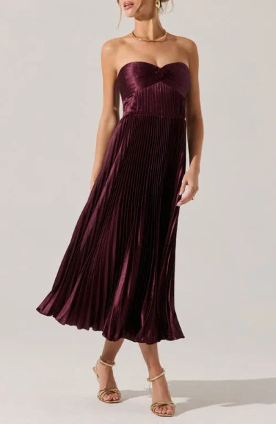 Astr The Label Ascella Strapless A-line Dress In Purple