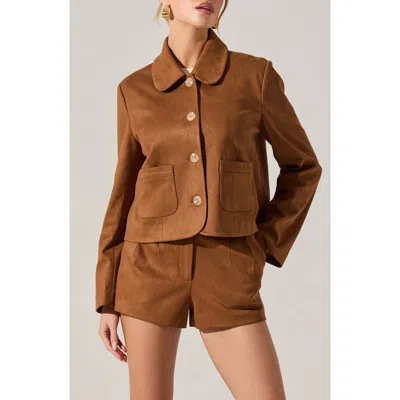 Astr The Label Jude Button Front Jacket In Brown