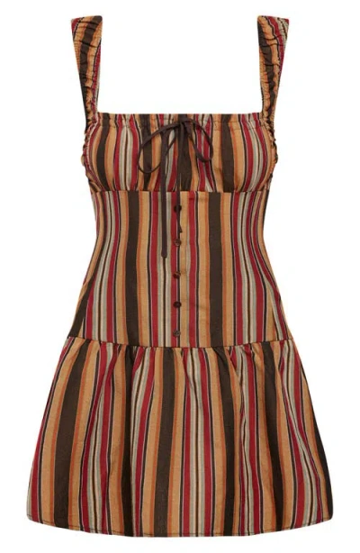 Lioness Heart Shaped Stripe Cotton Minidress In Multi