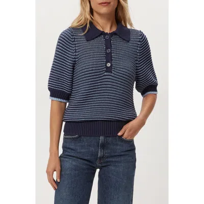 Michael Stars Marley Puff Sleeve Cotton Blend Sweater In Blue